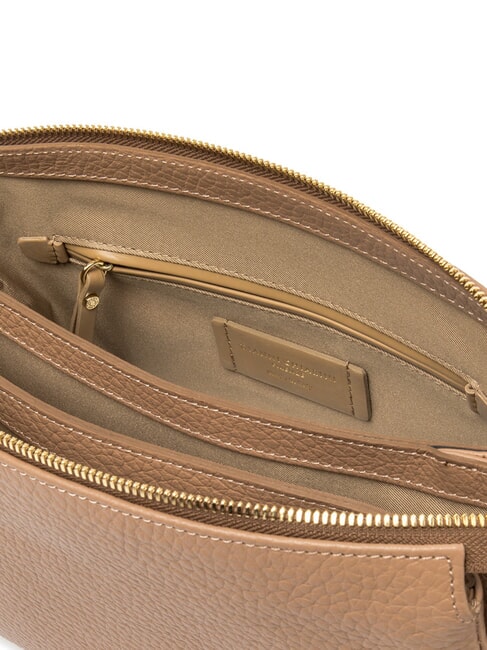 BROOKE Geantă de umăr din piele ciocănită lut - Genți femei