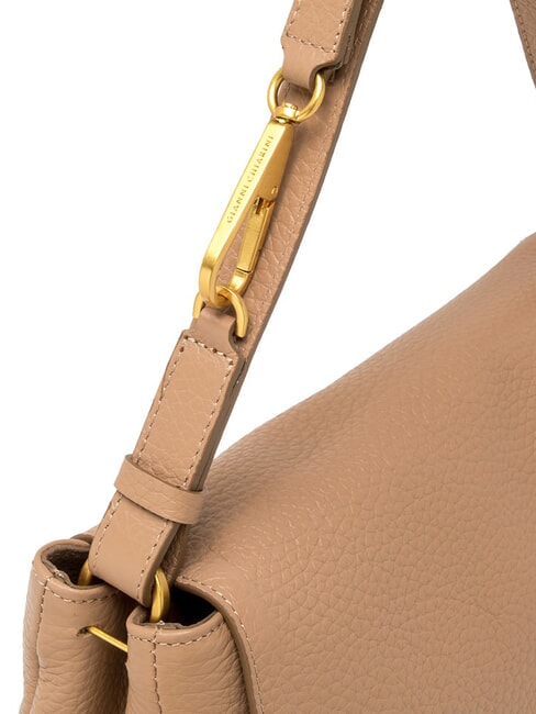 CECILE Geantă de umăr din piele ciocănită lut - Genți femei