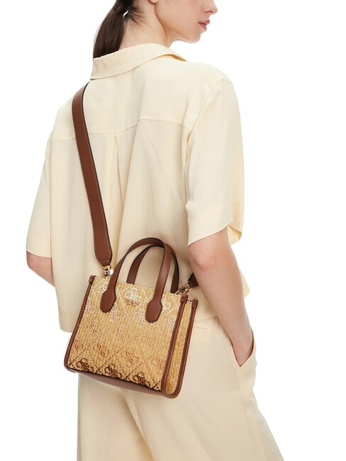 SILVANA Geanta de mana mini, cu curea de umar coniac / măsline - Genți femei