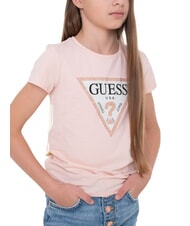 GUESS KIDS Tricou cu m&acirc;necă scurtă și strasuri roz dulce - Tricou copil - 4