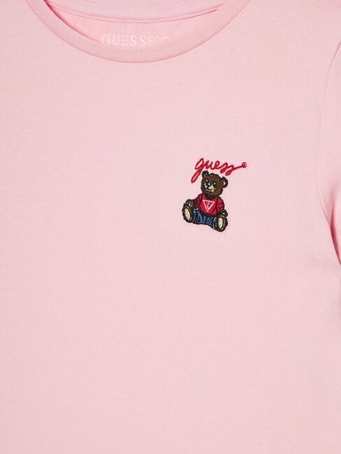 KIDS Tricou cu m&acirc;necă scurtă și ursuleț de pluș roz vată de zahăr - Tricou copil