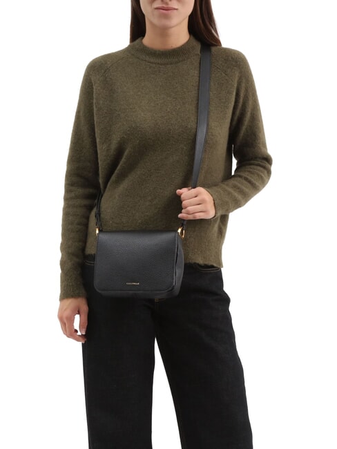 ERIS Geantă de umăr mini din piele negru - Genți femei