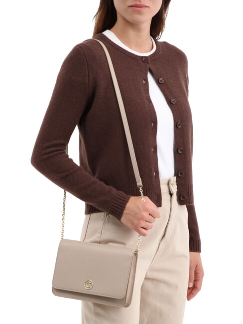 TULIP Geanta de umar din piele ciocanita roz pudră - Genți femei