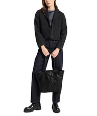 COCCINELLE CALLISTO Geantă de cumpărături din piele cu logo în relief negru - Genți femei - 4