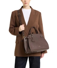 COCCINELLE KLICHE Geantă de m&acirc;nă din piele cu curea de umăr fondant maro - Genți femei - 4