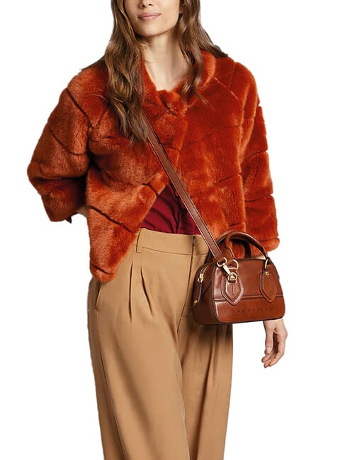 DAPHNE Mini geanta portbagaj din piele BROWN - Genți femei