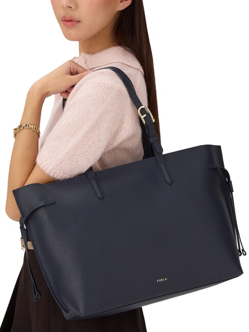 AVA Geantă mare de cumpărături din piele albastru cerneală+albastru cerneală int. - Genți femei