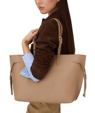 FURLA AVA Geantă mare de cumpărături din piele toffee+negru int. - Genți femei - 4