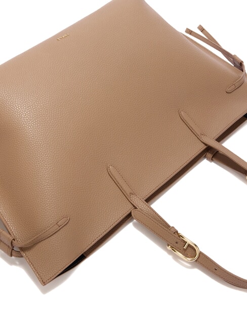 AVA Geantă mare de cumpărături din piele toffee+negru int. - Genți femei