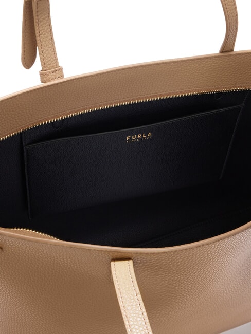 AVA Geantă mare de cumpărături din piele toffee+negru int. - Genți femei