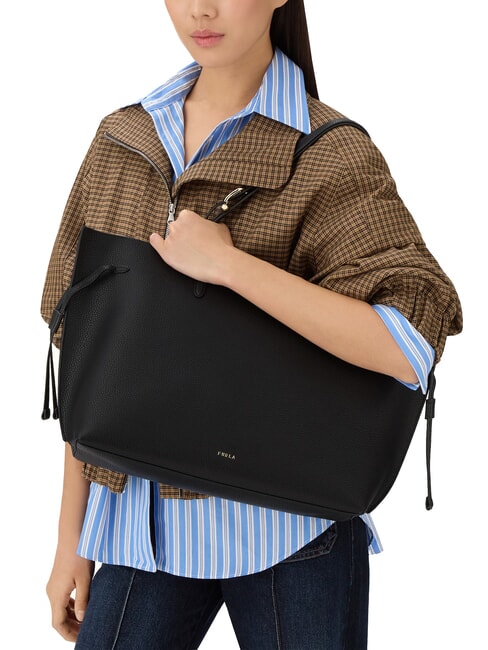 AVA Geantă mare de cumpărături din piele negru+negru int - Genți femei