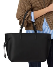 FURLA AVA Geantă mare de cumpărături din piele negru+negru int - Genți femei - 6