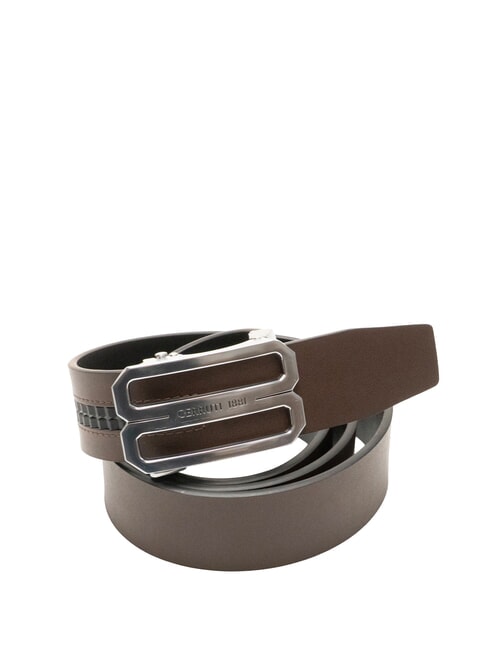 DOUBLEFACE Curea reversibilă din piele negru/maro închis - Curele