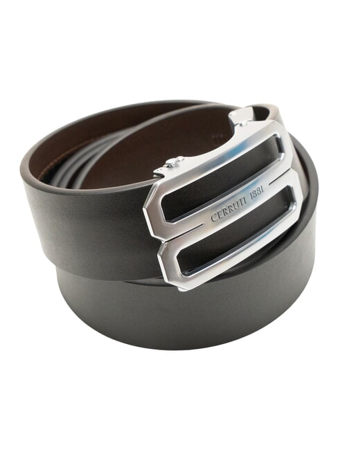 DOUBLEFACE Curea reversibilă din piele negru/maro închis - Curele