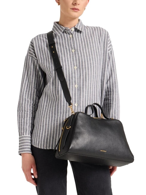 KLICHE Geanta de mana din piele ciocanita negru - Genți femei