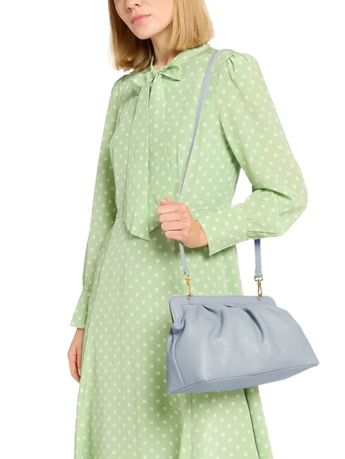 DILETTA SOFT Pocheta din piele ciocanita ceață albastră - Genți femei