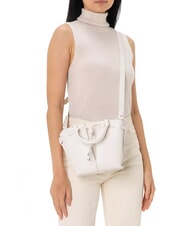 COCCINELLE FLORES Geantă mică din piele ciocănită alb - Genți femei - 4