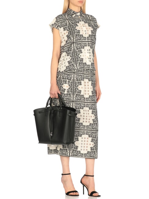 FLORES Geantă medie din piele ciocănită negru - Genți femei