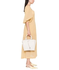 COCCINELLE FLORES Geantă medie din piele ciocănită alb - Genți femei - 4