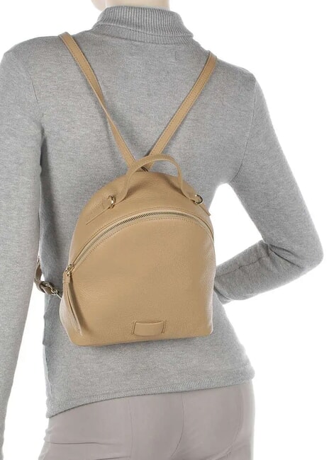 VOILE Rucsac mini din piele ciocanita bej proaspăt - Genți femei