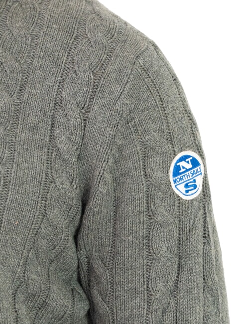 N|S Pulover cu guler rotund, tricotat cu împletitură melange gri mediu - Pulovere pentru bărbați