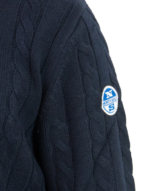 N|S Pulover cu guler rotund, tricotat cu &icirc;mpletitură albastru marin - Pulovere pentru bărbați