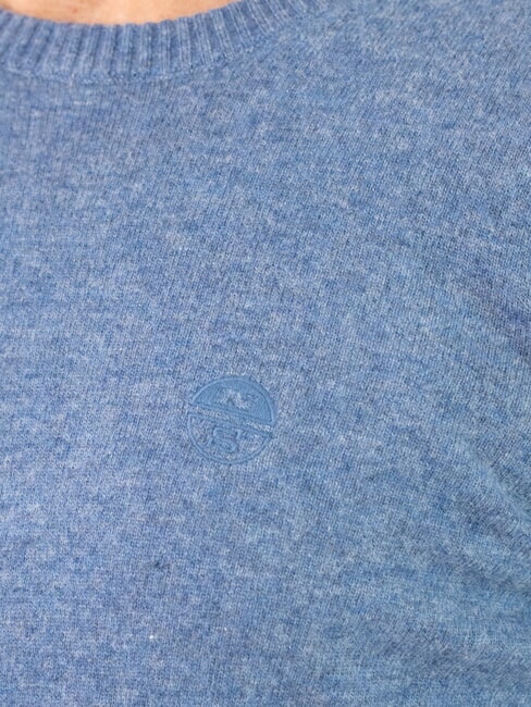 N|S Pulover cu guler rotund melanj denim închis la culoare - Pulovere pentru bărbați