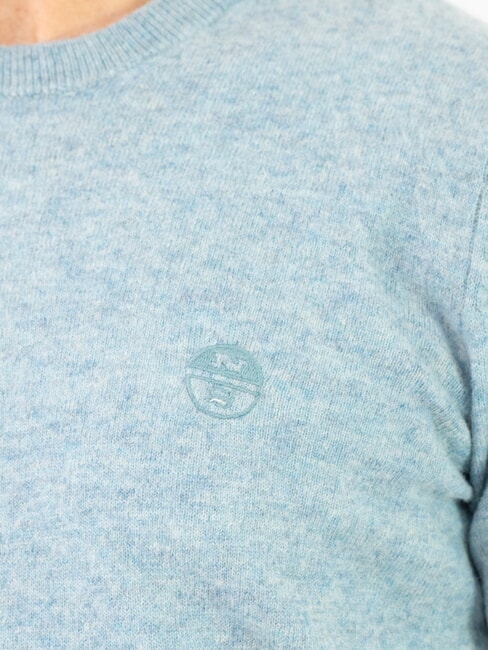 N|S Pulover cu guler rotund și broderie cu logo albastru prăfuit - Pulovere pentru bărbați