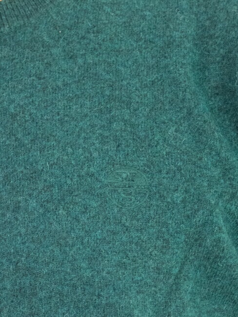 N|S Pulover cu guler rotund și broderie cu logo Mediterana - Pulovere pentru bărbați