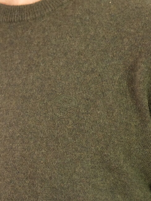 N|S Pulover cu guler rotund și broderie cu logo verde iederă - Pulovere pentru bărbați