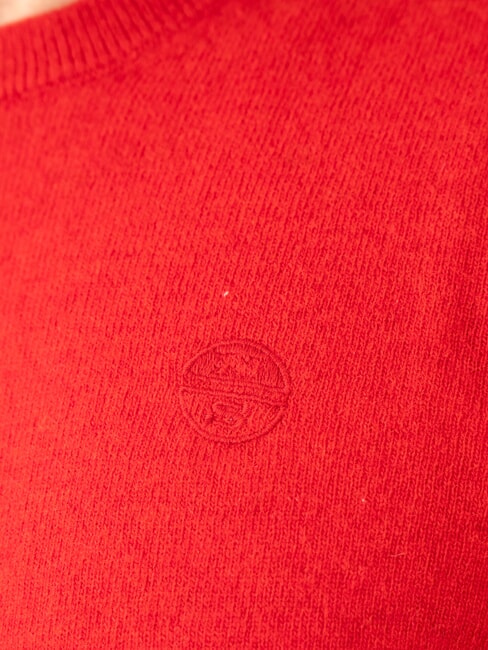 N|S Pulover cu guler rotund și broderie cu logo Roșu pompeian - Pulovere pentru bărbați