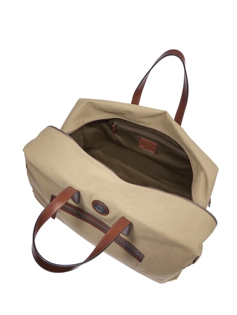 STORY Geantă duffle medie din piele și material textil maro ruteniu natural/închis - Genți de voiaj