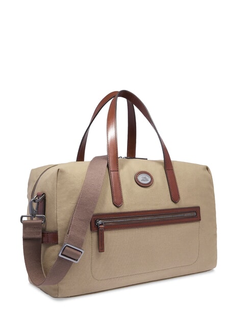STORY Geantă mică de voiaj din piele și material textil maro ruteniu natural/închis - Genți de voiaj
