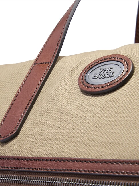 STORY Geantă mică de voiaj din piele și material textil maro ruteniu natural/închis - Genți de voiaj