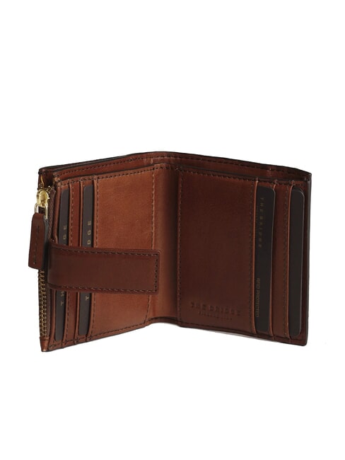 LUCREZIA Portofel compact din piele BROWN - Portofele femei