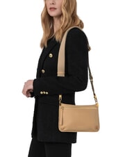 COCCINELLE HYLE Geantă mică de umăr din piele plată taupe cald - Genți femei - 4