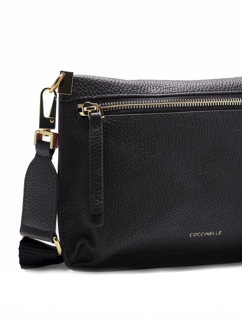 HYLE Geantă mică de umăr din piele plată negru - Genți femei