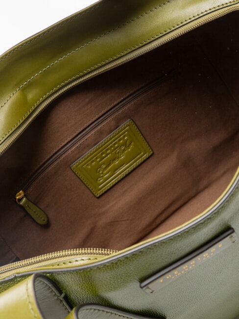 CARLOTTA Geantă de cumpărături de umăr din piele smochin verde abb. aur - Genți femei