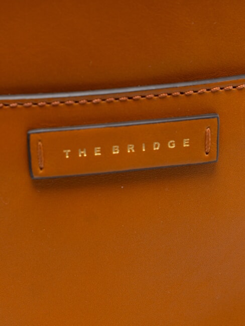 CECILIA Curea de umăr din piele Cognac / Aur - Genți femei