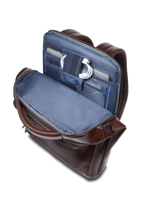 BLUE SQUARE Rucsac din piele cu verificare rapidă pentru laptop de 15,6" MAHOGANY - Rucsacuri pentru laptop