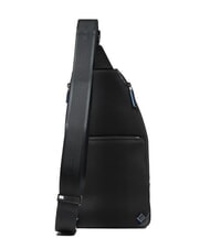 PIQUADRO BLUE SQUARE Rucsac de umăr din piele cu suport mini pentru tabletă negru - Genți de umăr bărbați - 3