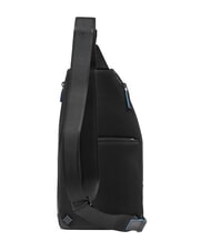PIQUADRO BLUE SQUARE Rucsac de umăr din piele cu suport mini pentru tabletă negru - Genți de umăr bărbați - 4