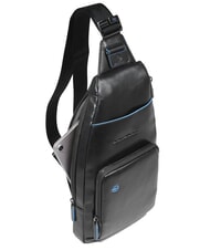 PIQUADRO BLUE SQUARE Rucsac de umăr din piele cu suport mini pentru tabletă negru - Genți de umăr bărbați - 6