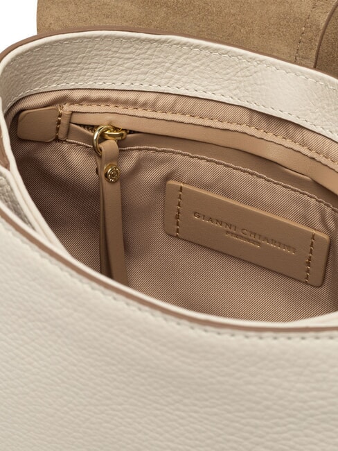 HELENA ROUND Geantă din piele cu curea dublă de umăr MARMURA - Genți femei