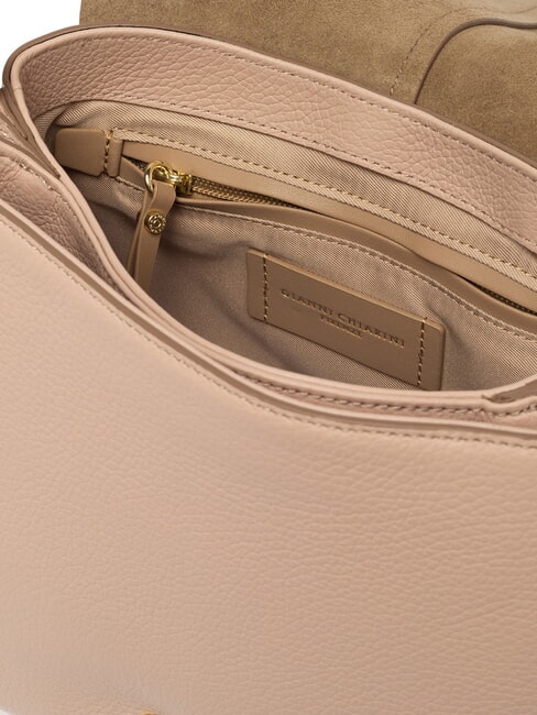 HELENA ROUND Geantă din piele cu curea dublă de umăr sare roz - Genți femei