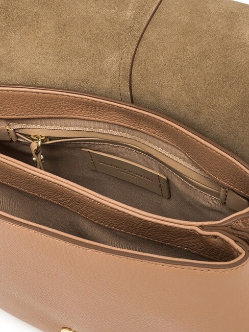 HELENA ROUND Geantă din piele cu curea dublă de umăr lut - Genți femei