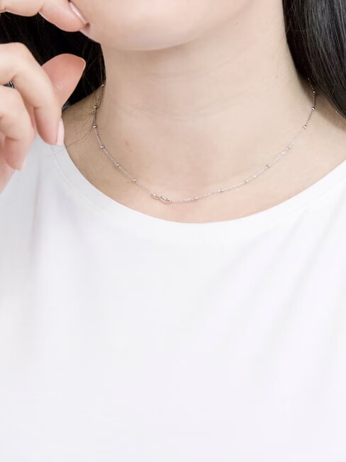 COCCOLE Colier din argint cu inimioare și sfere rodiu - Lănțișoare