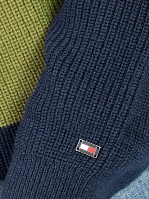 TH Pulover cu guler rotund din amestec de lână cer deșertic/putting green - Pulovere pentru bărbați