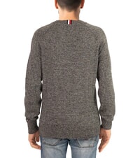 TOMMY HILFIGER TH Pulover din bumbac cu guler rotund și broderie cu logo negru / gri mediu htr - Pulovere pentru bărbați - 2