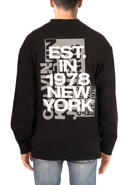 CK JEANS Hanorac cu guler rotund, imprimeu maxi și croială lejeră ck negru - hanorace